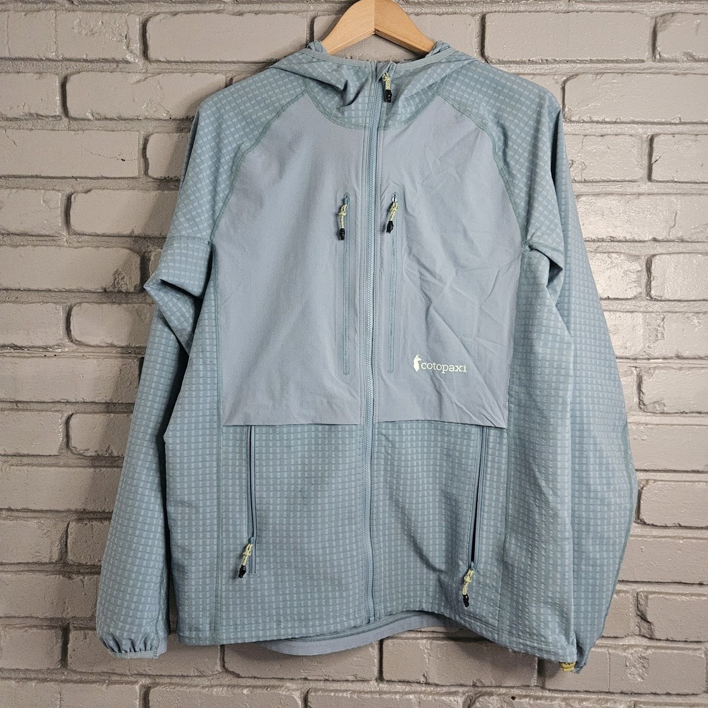 Cotopaxi Mens Jacket Medium Yermo Hooded Softshell Hiking Fjord Teal Grid Fleece